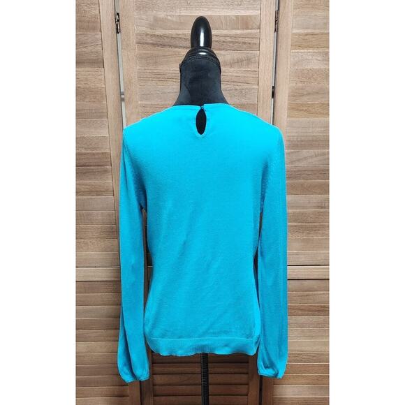 Merona Women's Lightweight Pull Over Aqua Blue Sweater Medium M Long-Sleeve Top - Picture 6 of 7